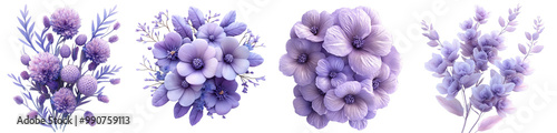 purple floral arrangements botanical illustrations artistic design transparent background