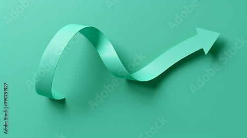 A curving green arrow on a solid green backdrop