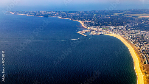 atlantic ocean in loire atlantic and loire river saint nazaire estuary aerial view photo