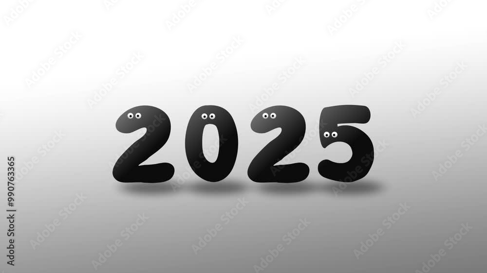 Happy new year 2025 Alphabet cartoon character movement Happy new year 2025 Alphabet cartoon character movement