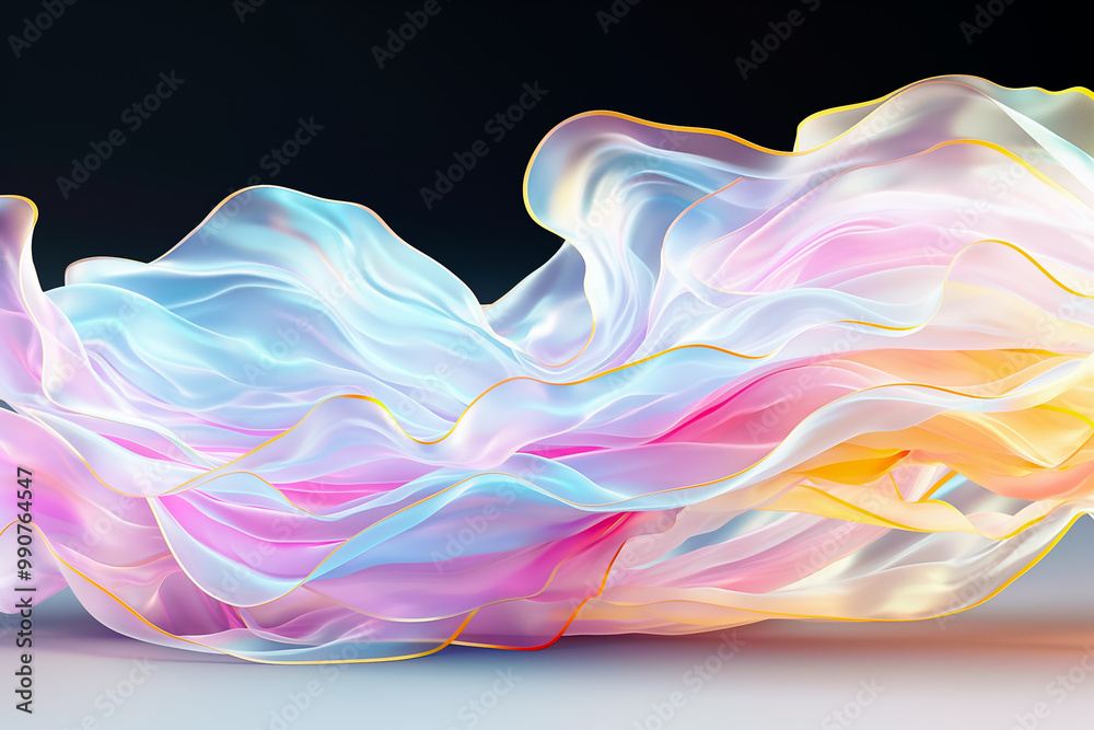 Delicate, swirling shapes blend pastel hues of pink, blue, and yellow, forming an elegant, ethereal background. This design evokes tranquility and creativity Delicate, swirling shapes blend pastel hues of pink, blue, and yellow, forming an elegant, ethereal background. This design evokes tranquility and creativity