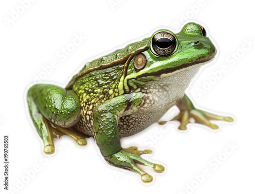 Green Tree Frog Close up Sitting On Black Background