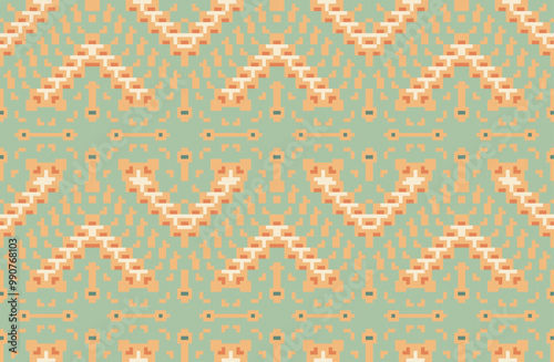 Background Ethnic Traditional Indian Melodic Patternfolk Embroidery, Aztec Geometric Ornament Print. Design for Carpet, Wallpaper, Clothing, Wrapping, Fabric