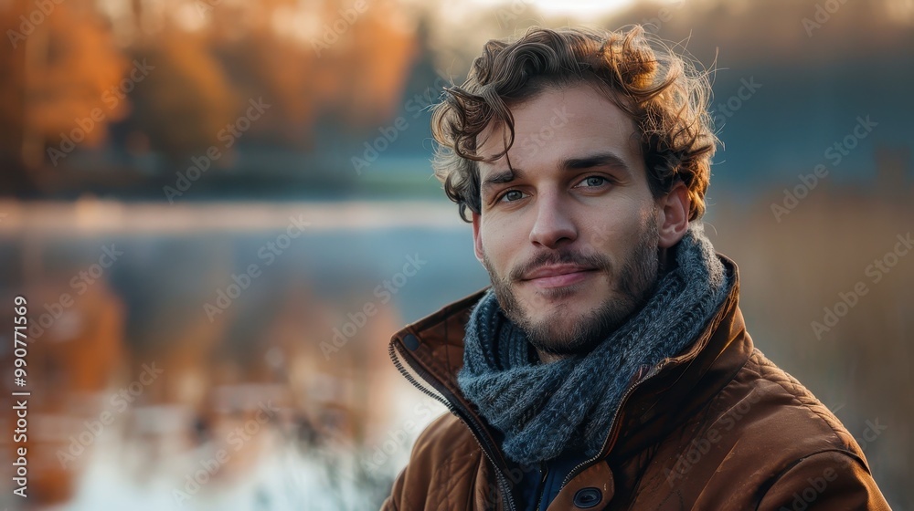 The man takes a deep breath of fresh air, his expression one of peace as he fully immerses himself in the beauty of the lake and its surroundings The man takes a deep breath of fresh air, his expression one of peace as he fully immerses himself in the beauty of the lake and its surroundings