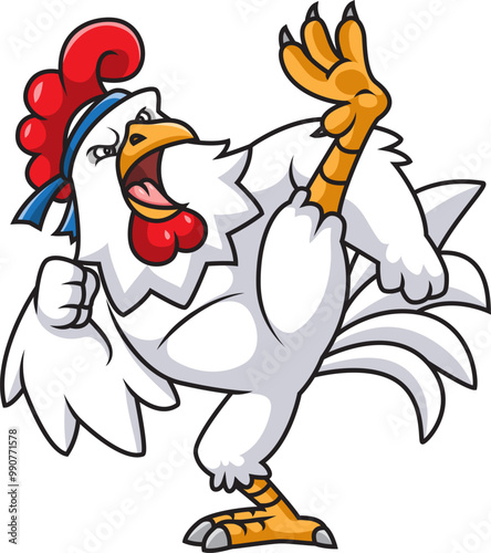 Angry rooster fighter character mascot design