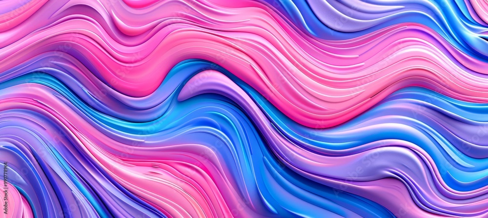 Wavy Curves Of Abstract Swirls, Neon Bright Liquid Swirling Color Pigment Flows 2D Illustration Wavy Curves Of Abstract Swirls, Neon Bright Liquid Swirling Color Pigment Flows 2D Illustration