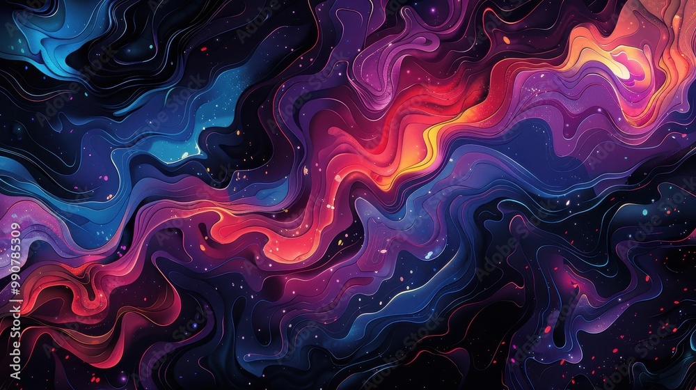 Orange, purple, blue and pink lines that create a sense of movement Orange, purple, blue and pink lines that create a sense of movement