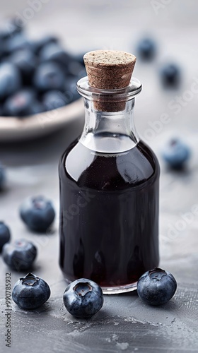 Obraz na płótnie Closeup of a bottle of blueberry extract. w salonie