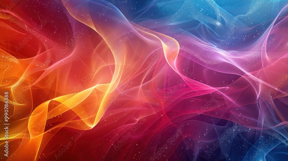 Fototapeta premium The play of colors - orange, pink and blue - creates a dynamic backdrop that invites the exploration of new ideas and creative experiments