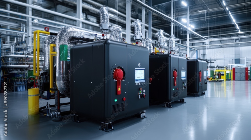Industrial HVAC System with Compressors in Maintenance Facility Industrial HVAC System with Compressors in Maintenance Facility