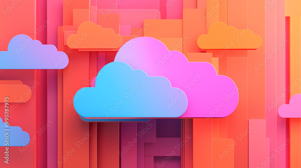 Abstract cloud storage diagram showing redundancy, with data mirrored across global servers for safety Abstract cloud storage diagram showing redundancy, with data mirrored across global servers for safety