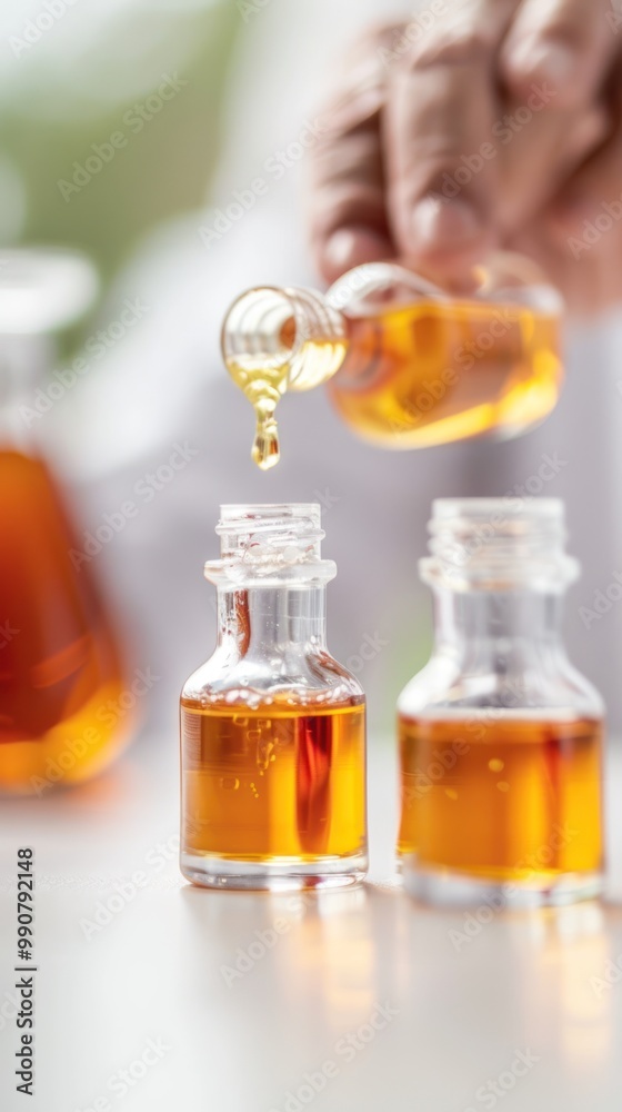 Person preparing enzyme extracts for digestive health. Person preparing enzyme extracts for digestive health.