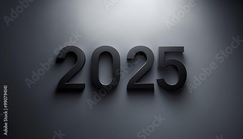 Futuristic 2025 lettering, minimalistic style, grayscale, symbolizing modernity and progress