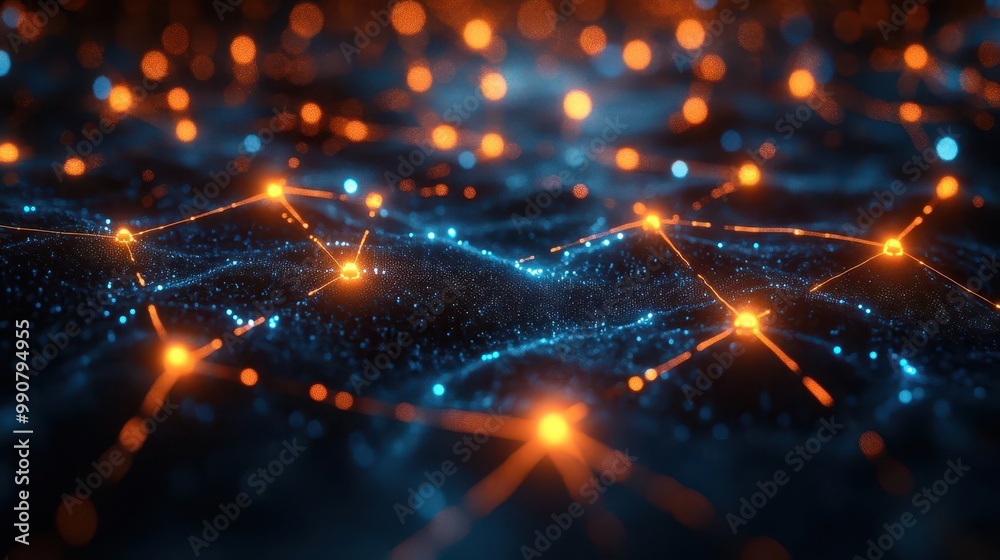 Fototapeta premium Digital Constellation: The Illuminated Web of Global Connectivity