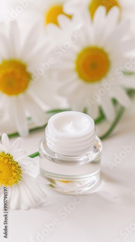 Obraz na płótnie Closeup of chamomile extract in a skincare routine. w salonie