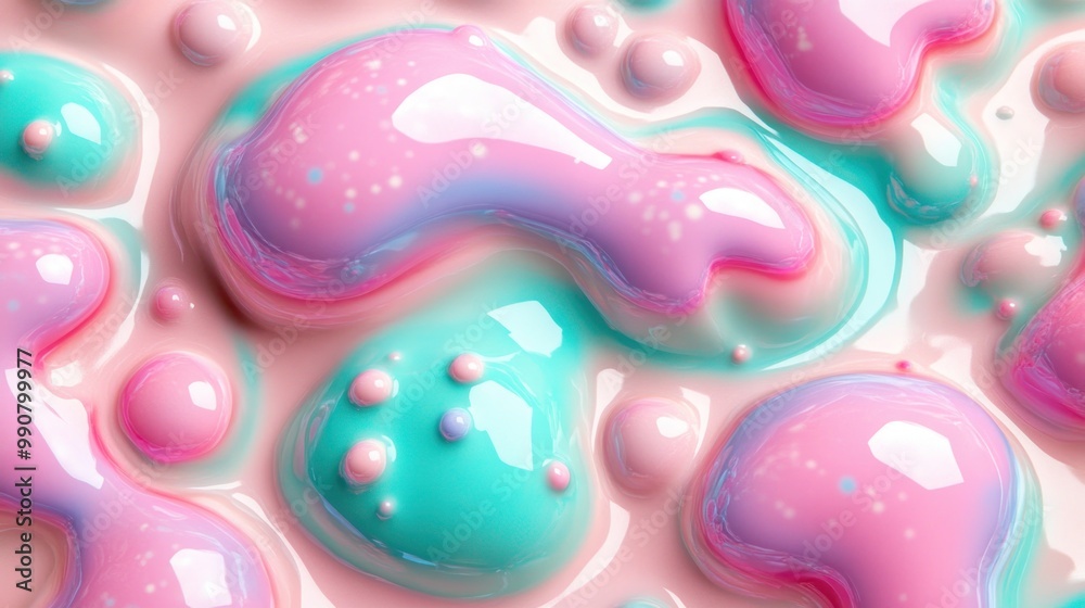 Colorful abstract blobs in pink and turquoise creating a playful, fluid texture. Colorful abstract blobs in pink and turquoise creating a playful, fluid texture.