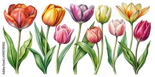 Wallpaper Mural Delight in these exquisite hand-drawn tulip sketches, showcasing diverse styles perfect for floral design and botanical illustration inspiration. A true artist's dream! Torontodigital.ca