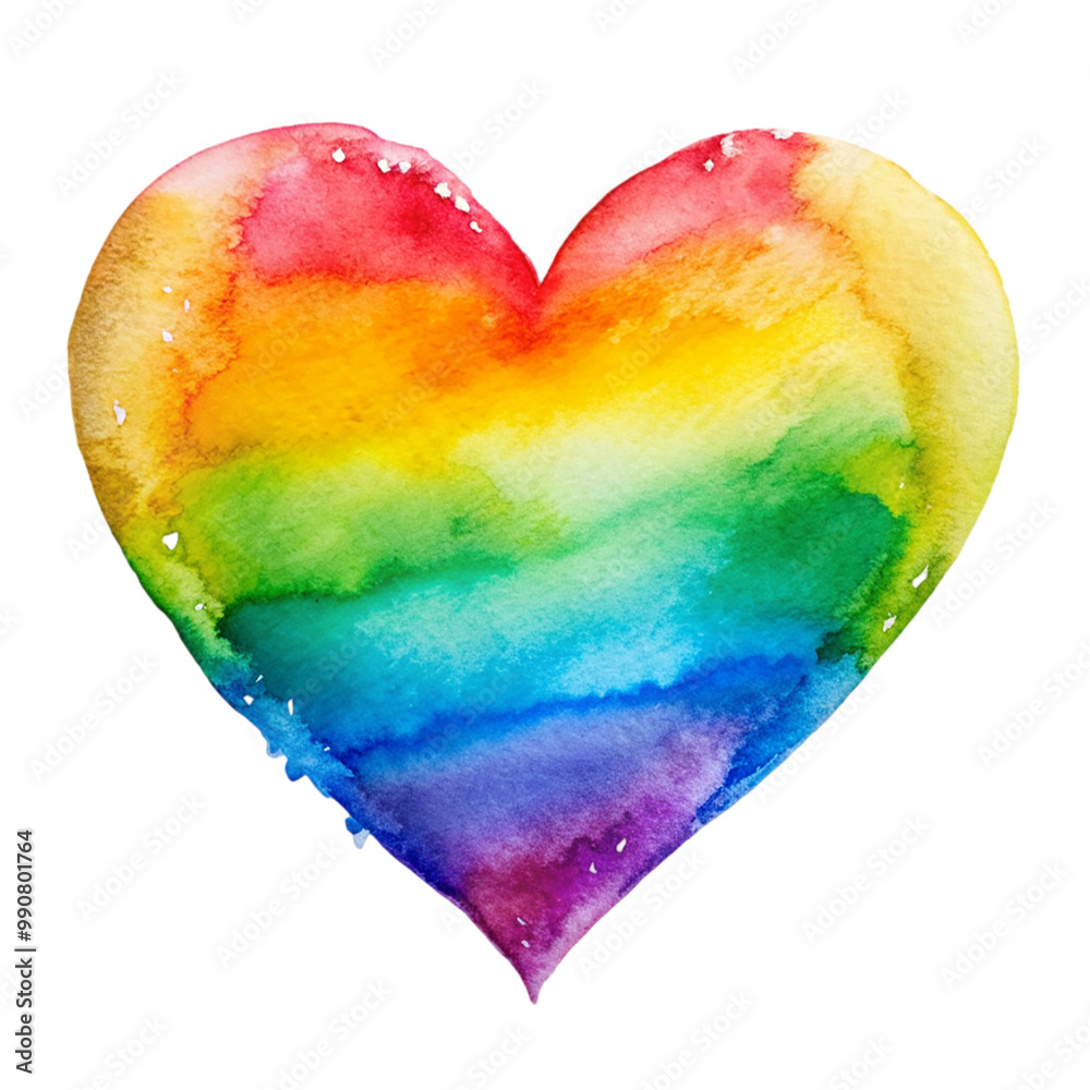Watercolor rainbow heart on white paper Isolated on transparent background. Watercolor rainbow heart on white paper Isolated on transparent background.