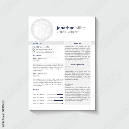 Professional CV resume template design and letterhead