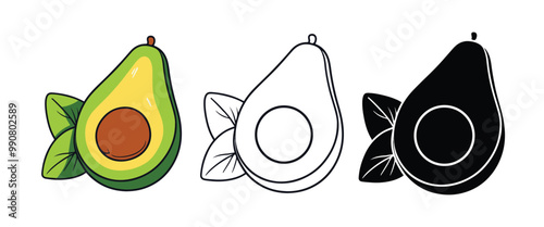 vector of silhouette, illustration and silhouette of avocado