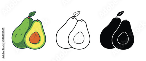 vector of silhouette, illustration and silhouette of avocado