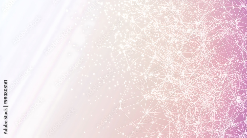 Fototapeta premium Abstract pink and white background with a network of connected dots and lines.