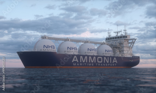 Heavy maritime transport of ammonia. Realistic 3D render.