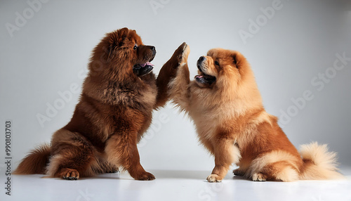 paw-some high five between chow chows photo