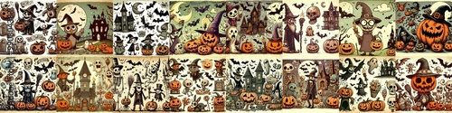 Halloween cartoon vintage illustration. AI generated illustration