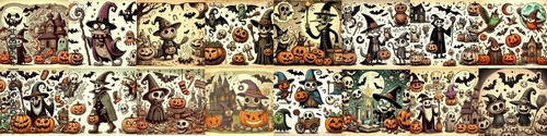 Halloween cartoon vintage illustration. AI generated illustration