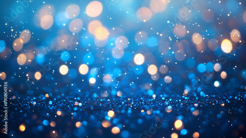 Abstract bokeh background sky blue glitter lights texture. Abstract beautifull lights  background  sky blue Bokeh Proton Shapes Sphere  shiny background purple graphics with bokeh space for text