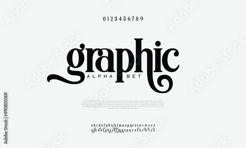 Elegant Font Uppercase Lowercase and Number. Classic Lettering Minimal Fashion Designs. Typography modern serif fonts regular decorative vintage concept. vector illustration