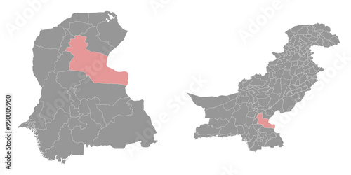 Khairpur district map, administrative division of Pakistan. Vector illustration. photo