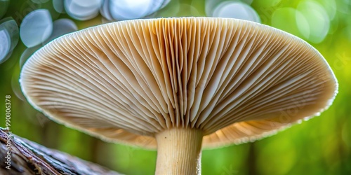 Underneath view of Entoloma strictius mushroom gills photo