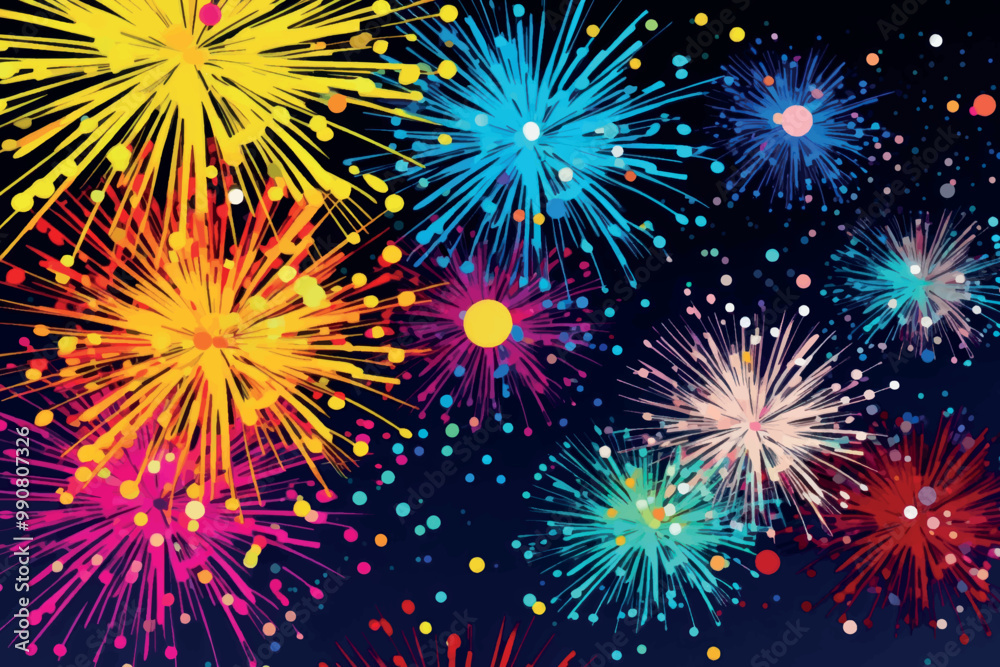 Naklejka premium Colorful fireworks celebration night sky