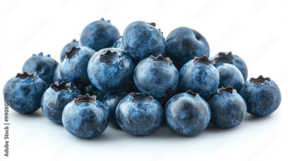 Fresh Blueberries Cluster on White Background with Deep Blue Color Fresh Blueberries Cluster on White Background with Deep Blue Color