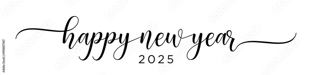 HAPPY NEW YEAR 2025 black vector brush calligraphy banner HAPPY NEW YEAR 2025 black vector brush calligraphy banner