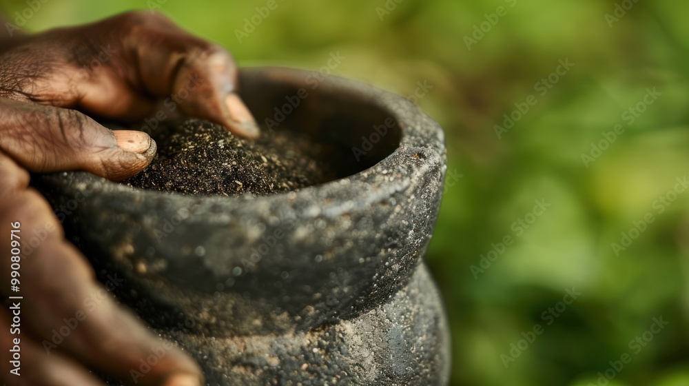 Person using resin extract in traditional medicine. Person using resin extract in traditional medicine.
