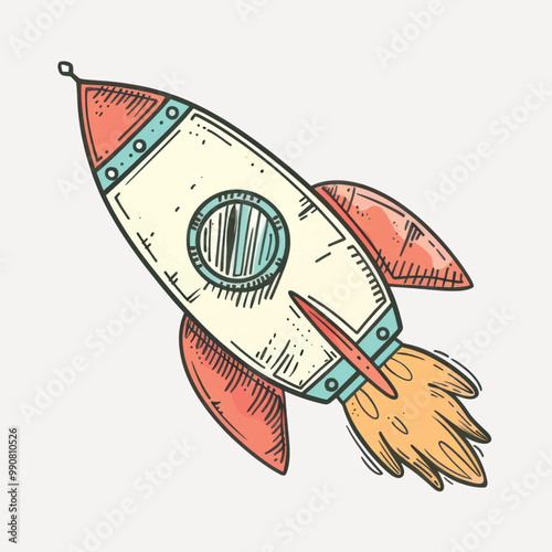 Vintage rocket ship illustration
