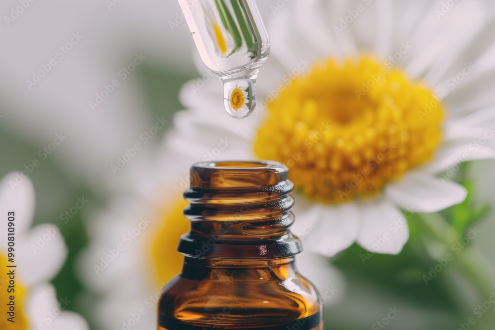 Closeup of a dropper bottle with plantbased serum. Closeup of a dropper bottle with plantbased serum.