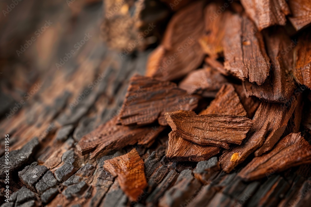 Closeup of oak bark extract with bark pieces. Closeup of oak bark extract with bark pieces.