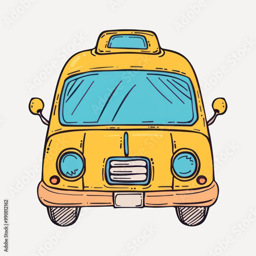 Vintage yellow taxi illustration