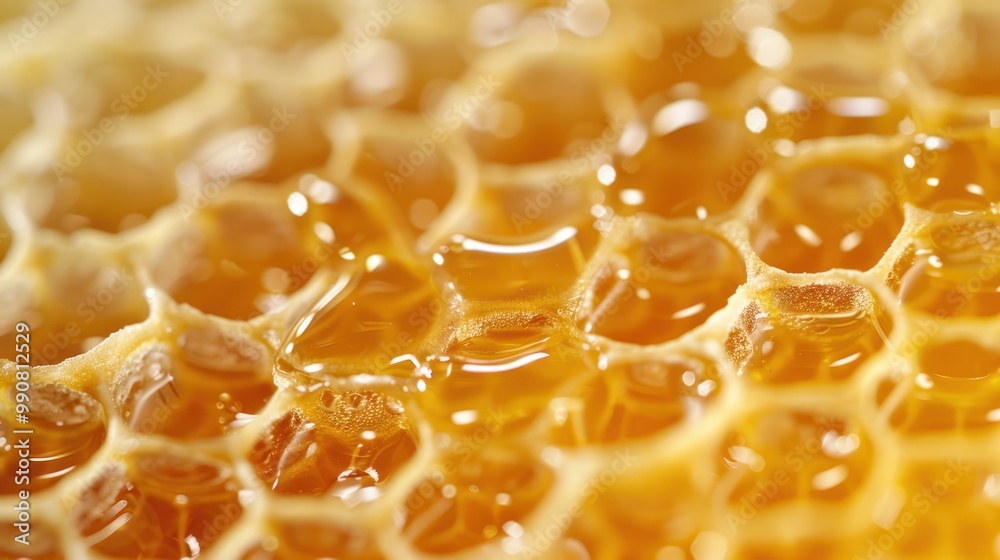 Closeup of honey extract with fresh honeycomb. Closeup of honey extract with fresh honeycomb.