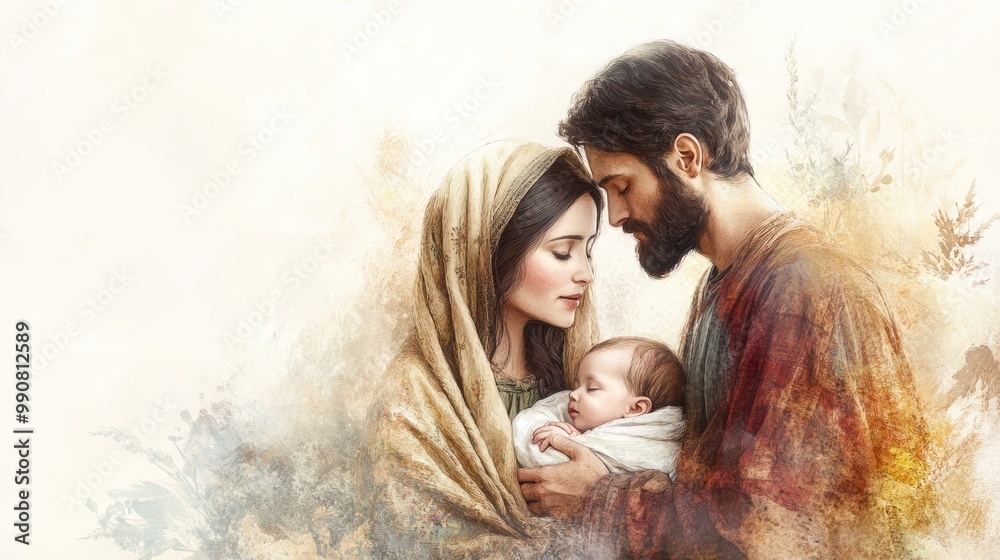 Hand-Painted Nativity Scene with Mary, Joseph, and Baby Jesus in Rustic Style Hand-Painted Nativity Scene with Mary, Joseph, and Baby Jesus in Rustic Style