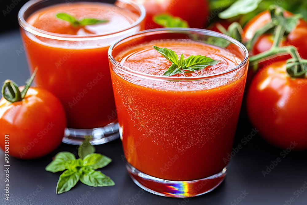 tomato juice in sunlight, prism effect creating rainbow on surface tomato juice in sunlight, prism effect creating rainbow on surface