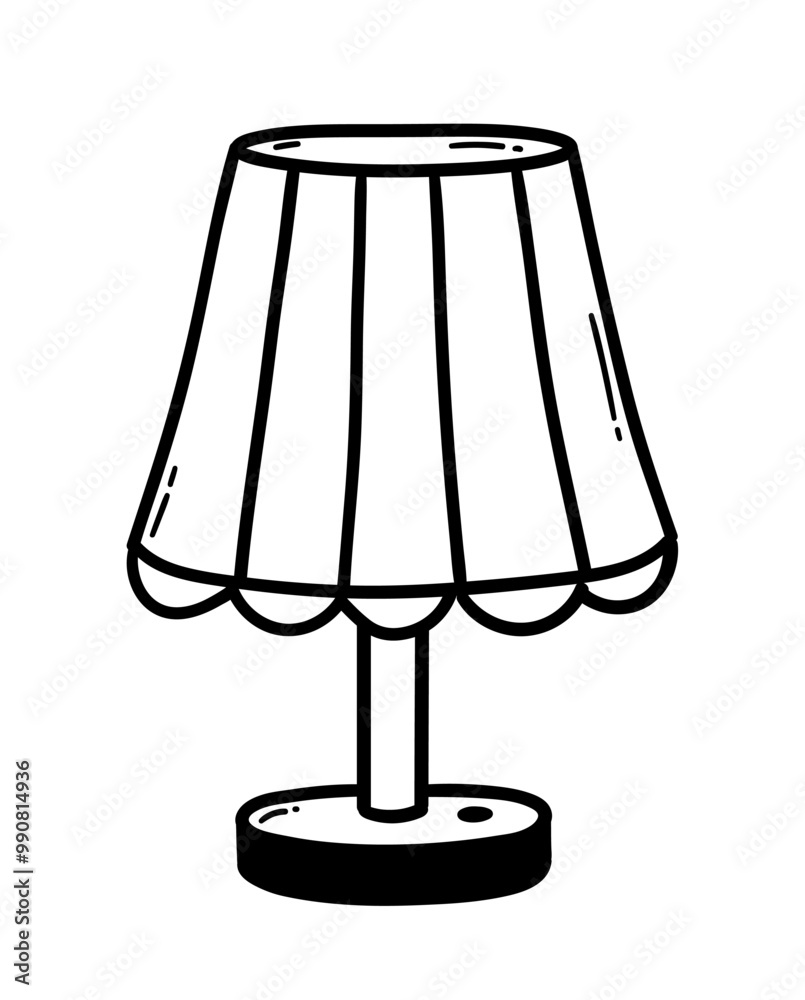 Obraz premium Line art vector illustration of vintage desk lamp with lampshade