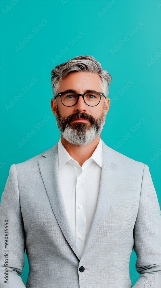 Confident man in a stylish suit against a vibrant backdrop Confident man in a stylish suit against a vibrant backdrop