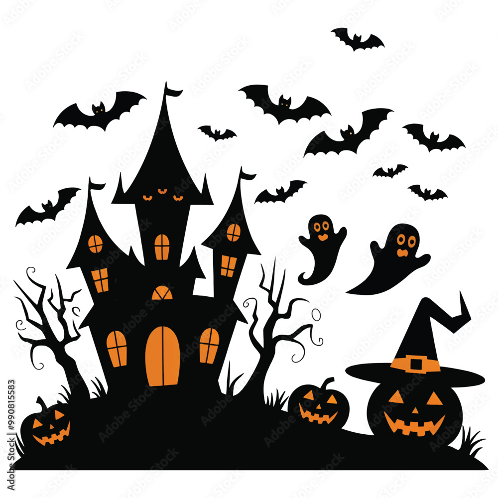 A vector silhouette image of a hallowen on a white background A vector silhouette image of a hallowen on a white background
