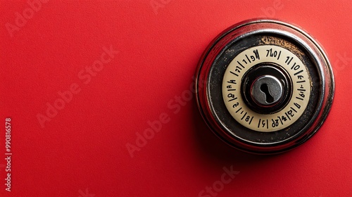 A combination lock on a red surface.