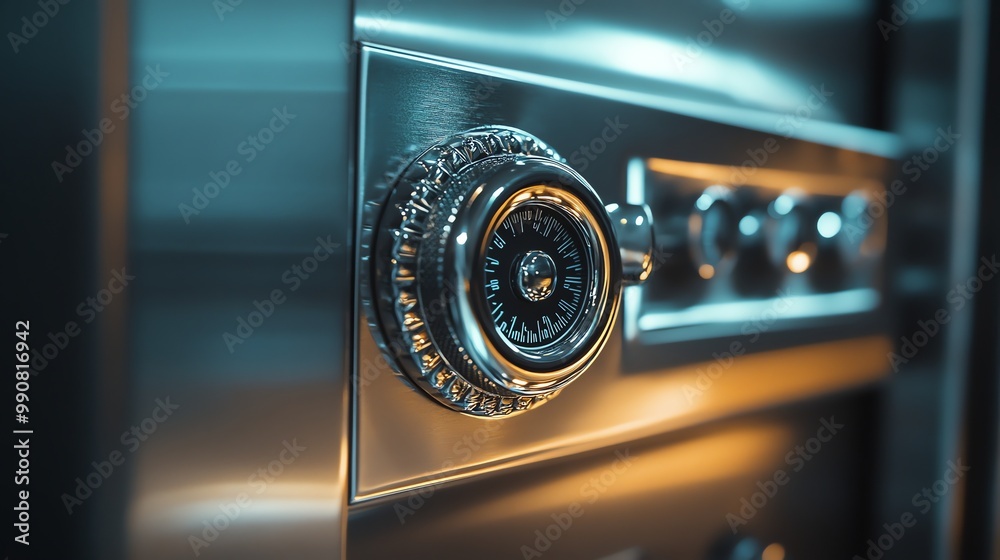 Close-up of a combination lock on a safe. Close-up of a combination lock on a safe.
